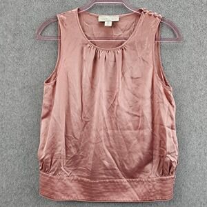 CASUAL CORNER Tank Top Women 10 Pink Silk Button Shoulder Career Blouse Chic